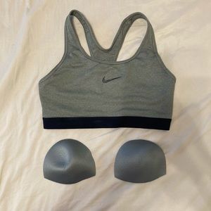 Grey Nike Dry Fit Sports Bra with removable pads